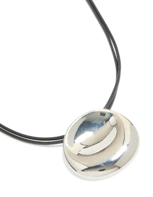 Silver Boho Pendant Cord Necklace