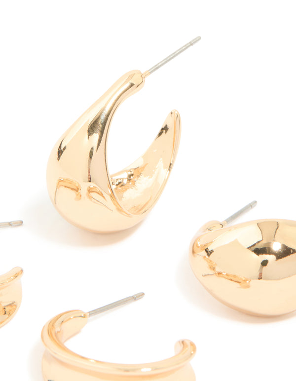 Gold Classic Open Hoop Earrings 2-Pack