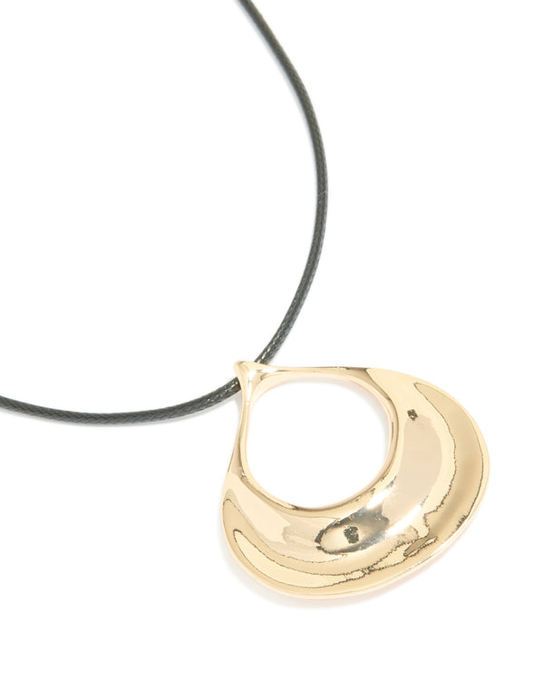 Gold Open Orb Pendant Cord Necklace