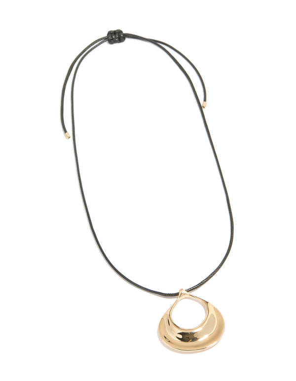Gold Open Orb Pendant Cord Necklace