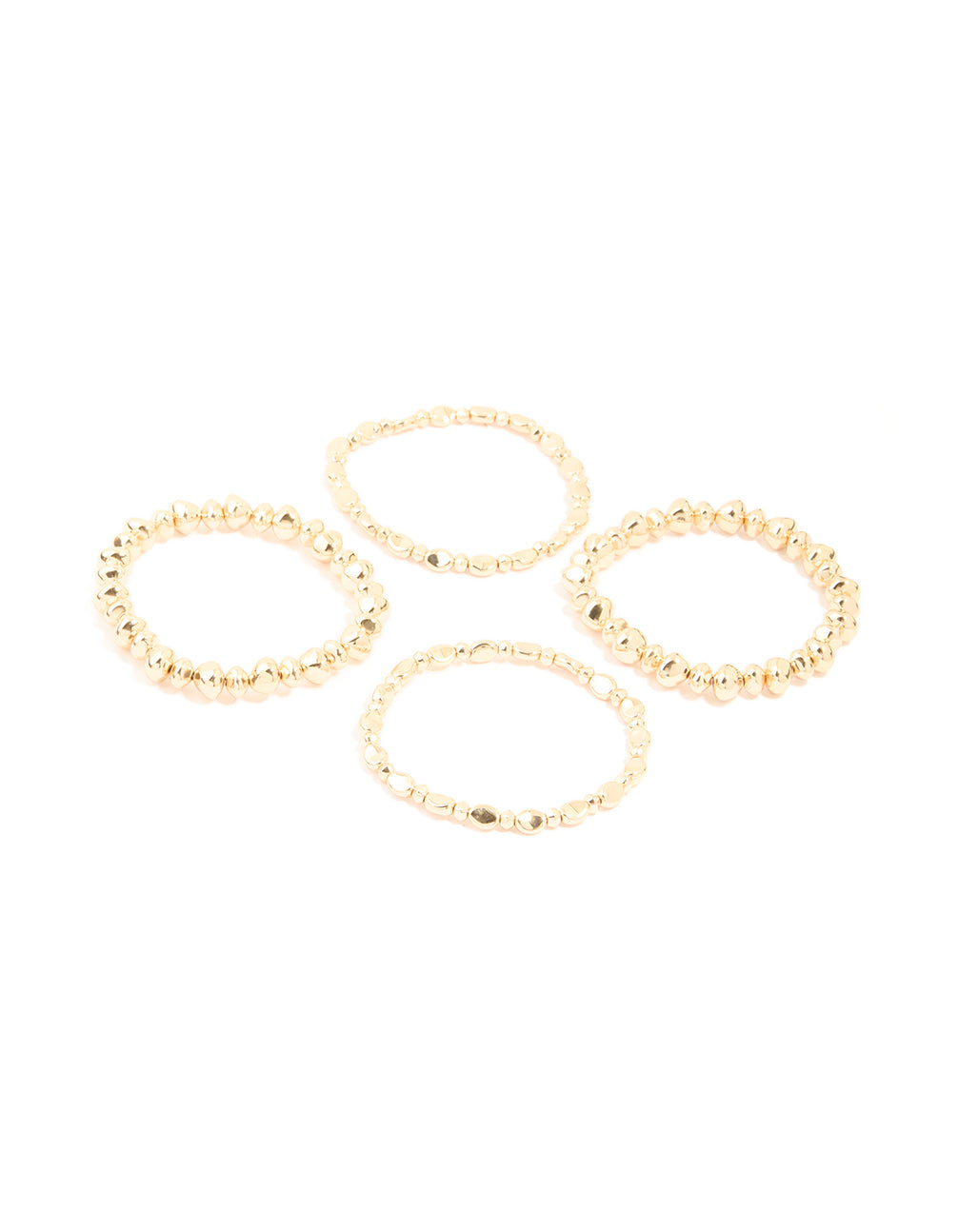 Gold Pebble Stretch Bracelets 4-Pack