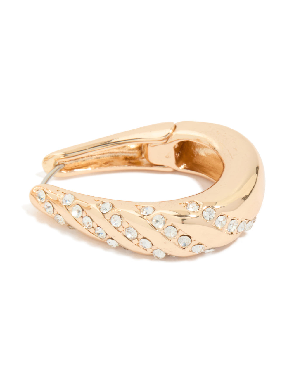 Gold Diamante Twist Hoop Earrings