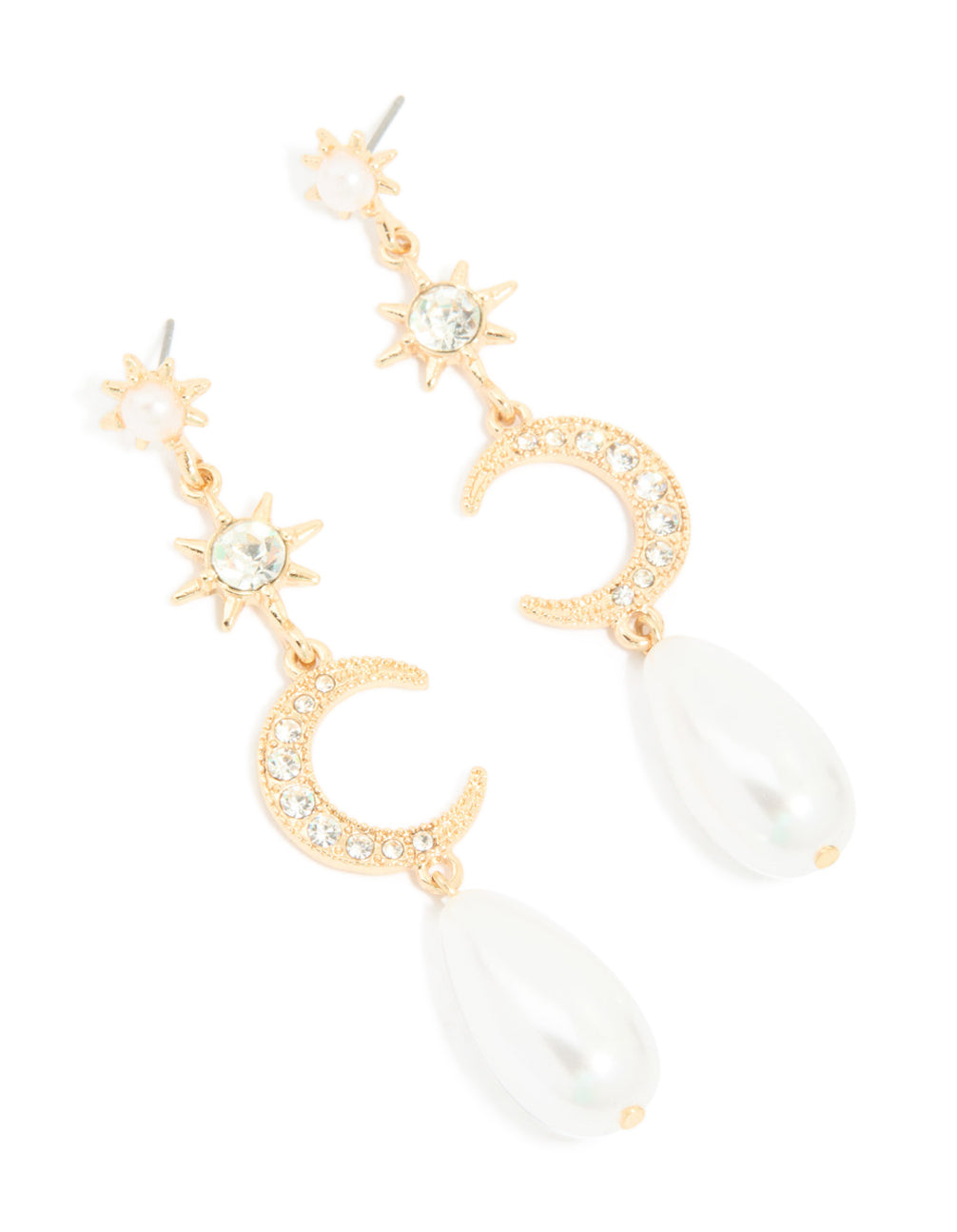 Gold Celestial Pearl Drop Earrings