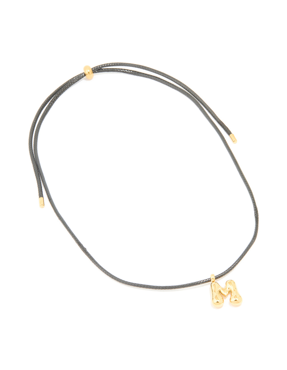 Waterproof Gold Plated Stainless Steel Large Bubble Letter M Cord Necklace