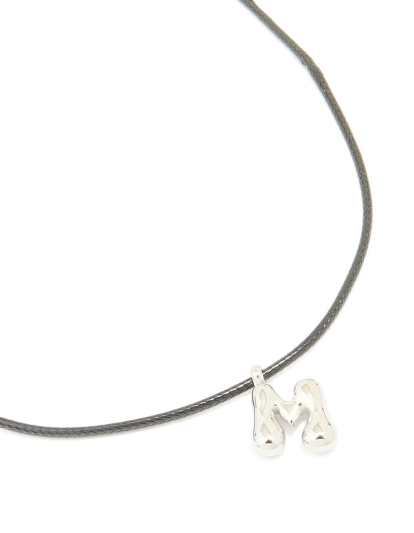 Waterproof Stainless Steel Large Bubble Letter M Cord Necklace