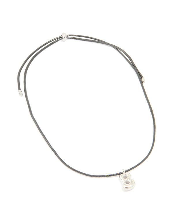 Waterproof Stainless Steel Large Bubble Letter B Cord Necklace