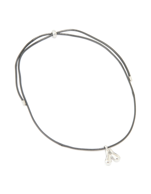 Waterproof Stainless Steel Large Bubble Letter A Cord Necklace