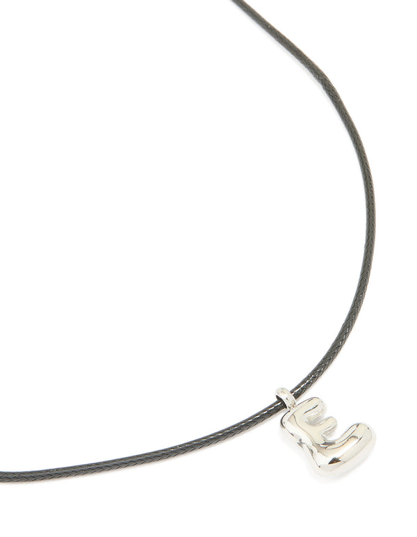 Waterproof Stainless Steel Large Bubble Letter E Cord Necklace