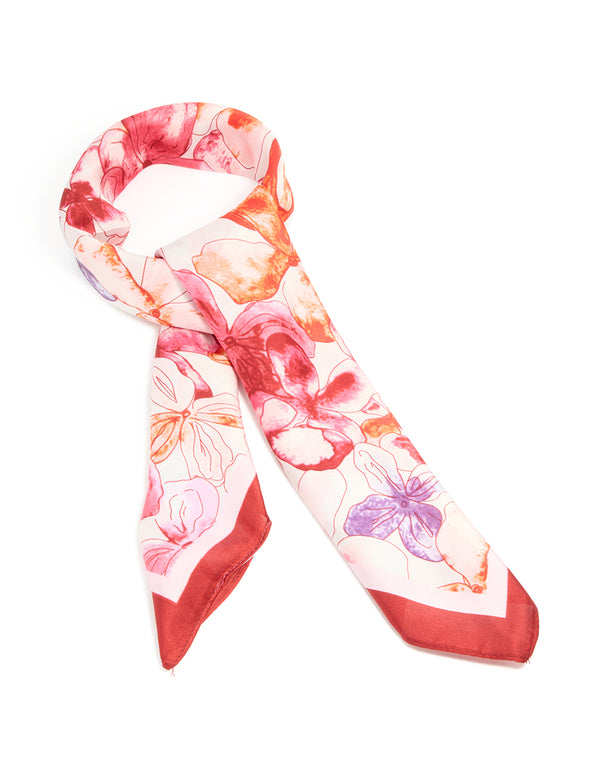 Watercolour Vibrant Floral Print Fabric Scarf