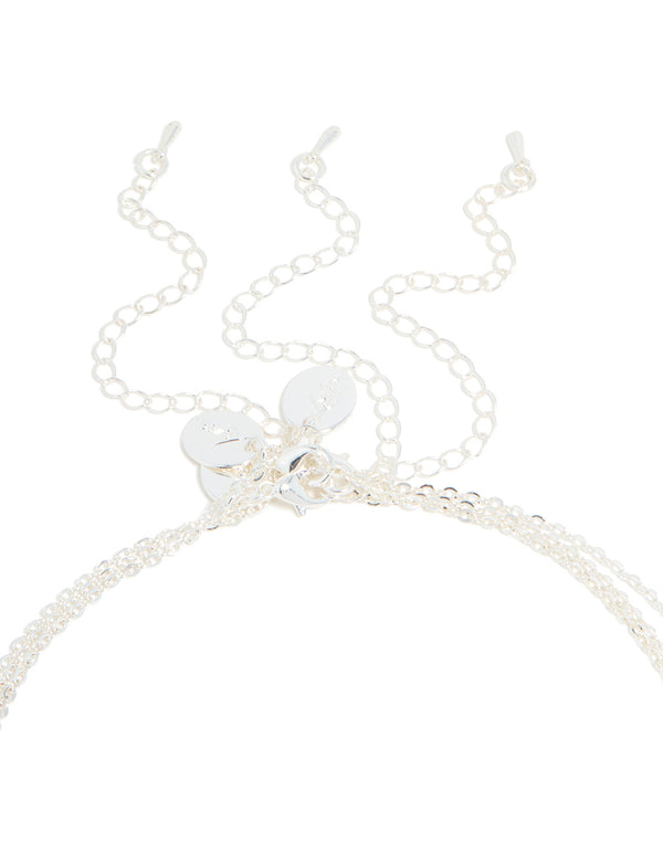 Silver Plated Cubic Zirconia Mixed Pendant Layered Necklace