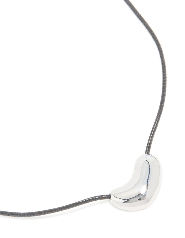 Waterproof Stainless Steel Pebble Pendant Cord Necklace