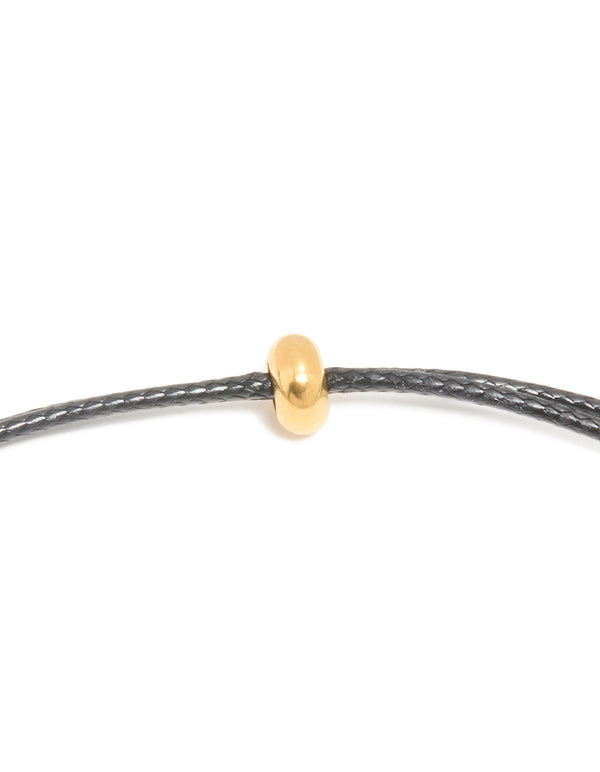 Waterproof Gold Plated Stainless Steel Smooth Pebble Pendant Cord Necklace