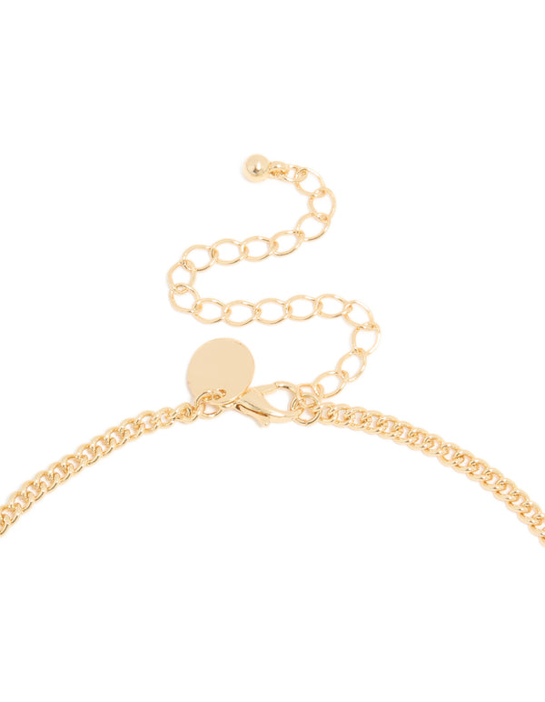 Gold Plated Cubic Zirconia Pointed & Drop Pendant Layered Necklace