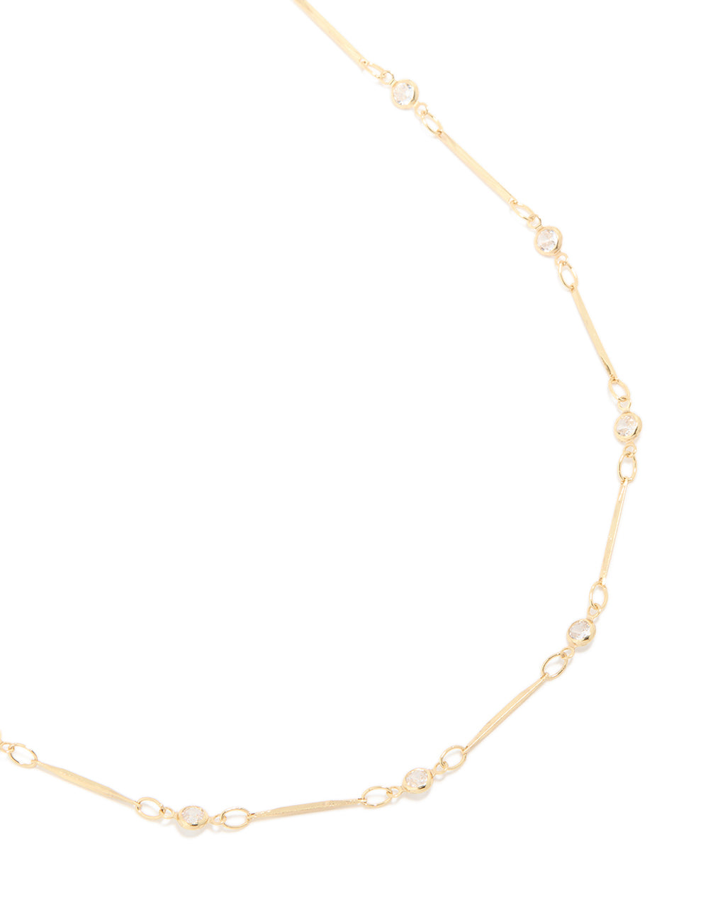 Gold Plated Cubic Zirconia Bar Necklace