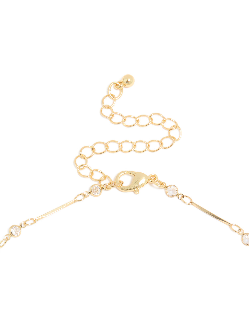 Gold Plated Cubic Zirconia Bar Necklace