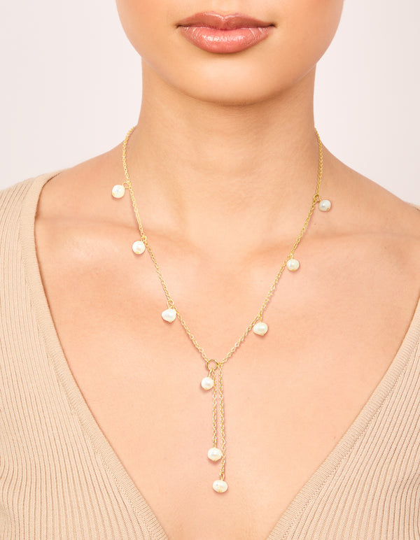 Gold Plated Freshwater Pearl Y-Necklace
