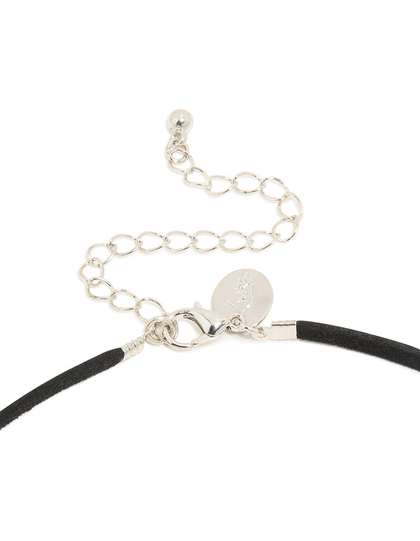 Silver Open Oval Pendant Cord Necklace