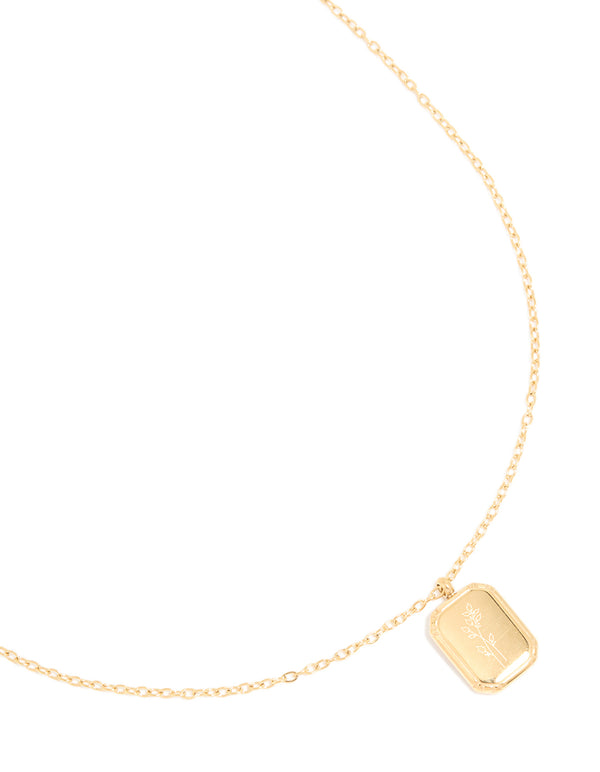 Discover this waterproof December birth flower poinsettia necklace featuring a floral detail crafted from gold plated stainless steel close up view