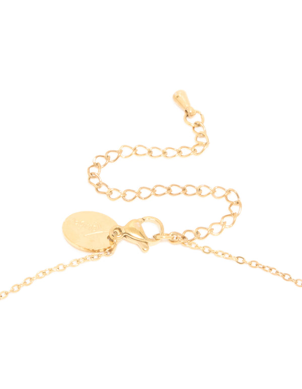Waterproof Gold Plated Stainless Steel Letter M Dainty Pendant Necklace