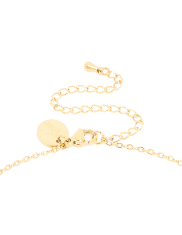 Waterproof Gold Plated Stainless Steel April Cubic Zirconia Birthstone Necklace & Earrings Set