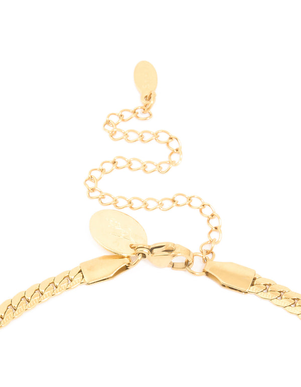 Waterproof Gold Plated Stainless Steel Flat Chain Necklace