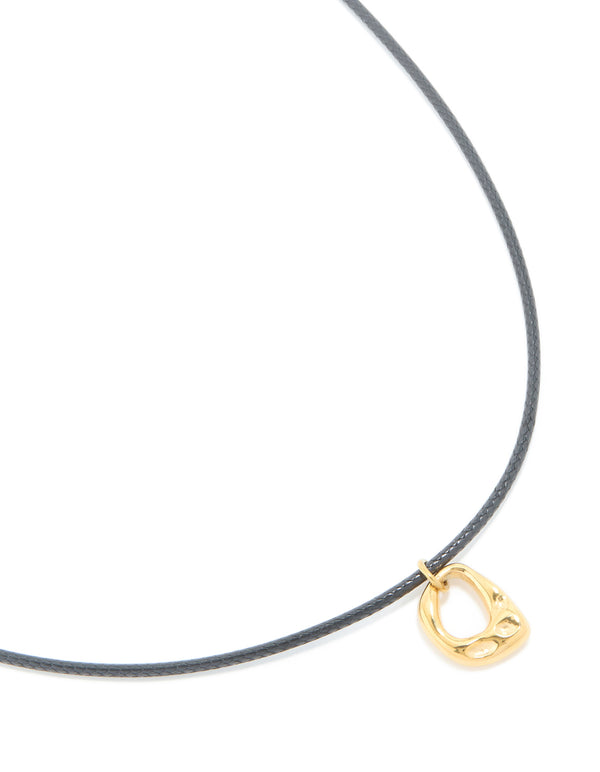 Waterproof Gold Plated Stainless Steel Open Molten Pendant Cord Necklace