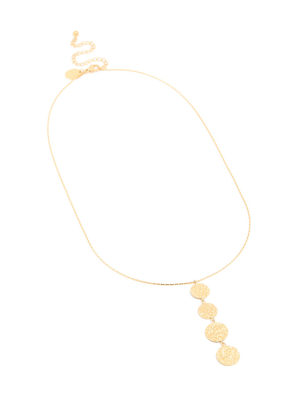Waterproof Gold Plated Stainless Steel Multiple Dimple Discs Necklace