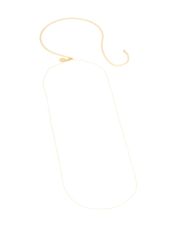 Waterproof Gold Plated Stainless Steel Pearl Detail Waist Chain