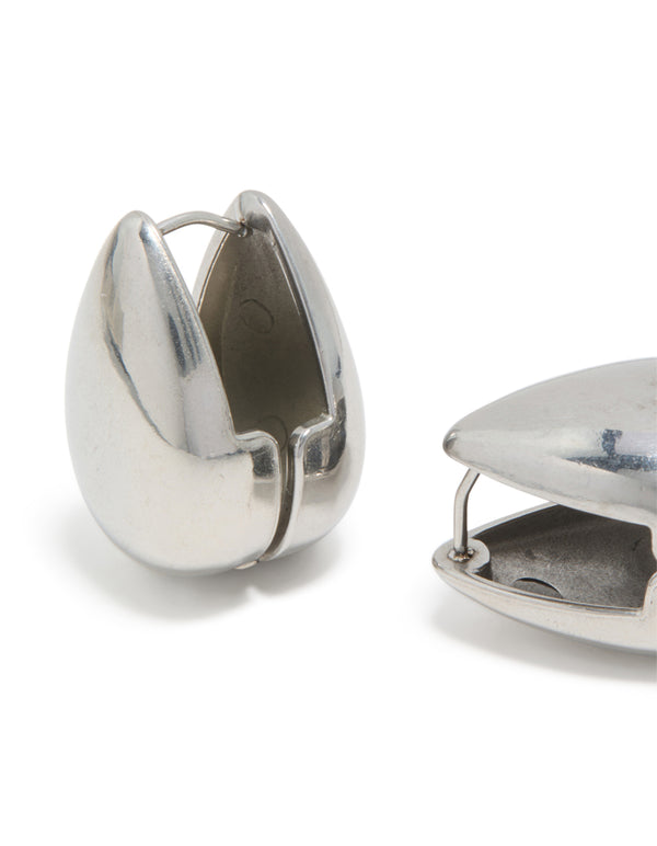 Waterproof Stainless Steel Oval Front & Back Hoop Earrings