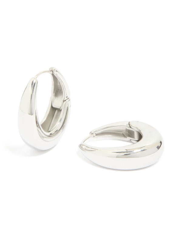 Waterproof Stainless Steel Oval Hinged Hoop Earrings