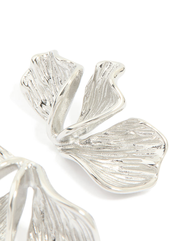 Waterproof Stainless Steel Flower Petal Fan Earrings