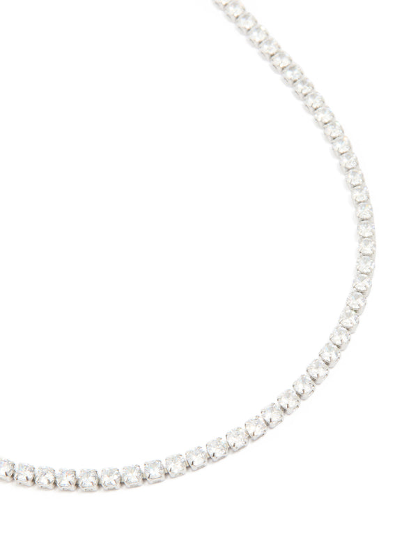 Waterproof Stainless Steel Cubic Zirconia Classic Tennis Necklace