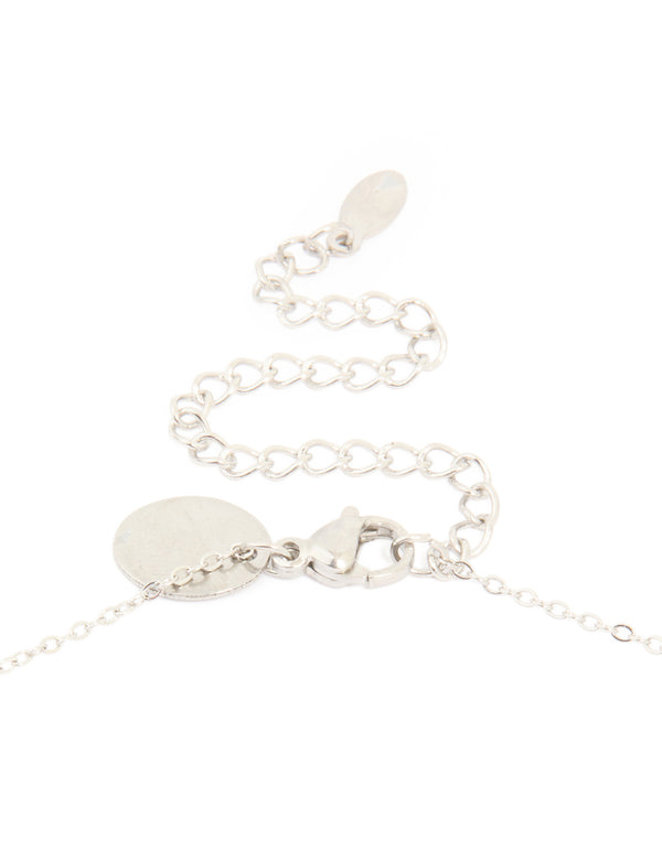 Designed with waterproof stainless steel textured linked circles pendant necklace in silver and dainty styling clasp detail view