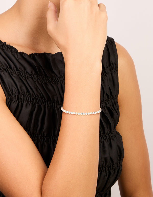 Waterproof Stainless Steel Cubic Zirconia Tennis Bracelet