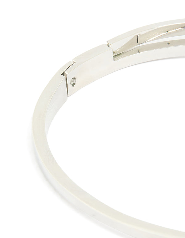Waterproof Stainless Steel Diamante Roman Numeral Hinge Bangle