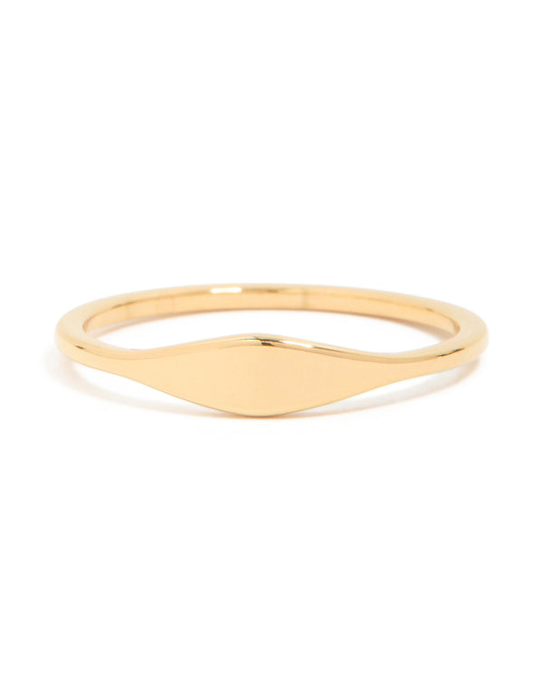 Waterproof Gold Plated Stainless Steel Dainty Signet Ring