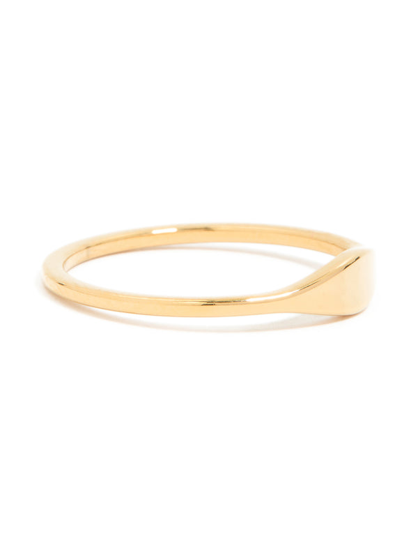 Waterproof Gold Plated Stainless Steel Dainty Signet Ring