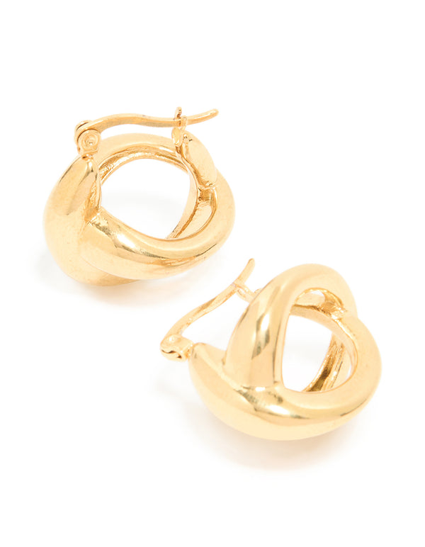 Waterproof Gold Plated Stainless Steel Wavy Hoop Earrings