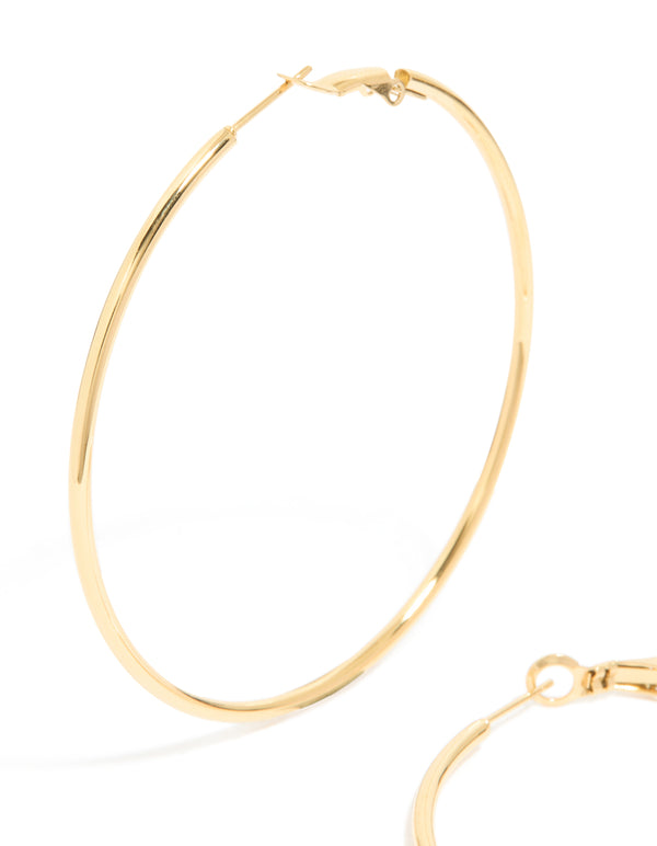 Waterproof Gold Plated Stainless Steel Hoop Earrings 55 MM