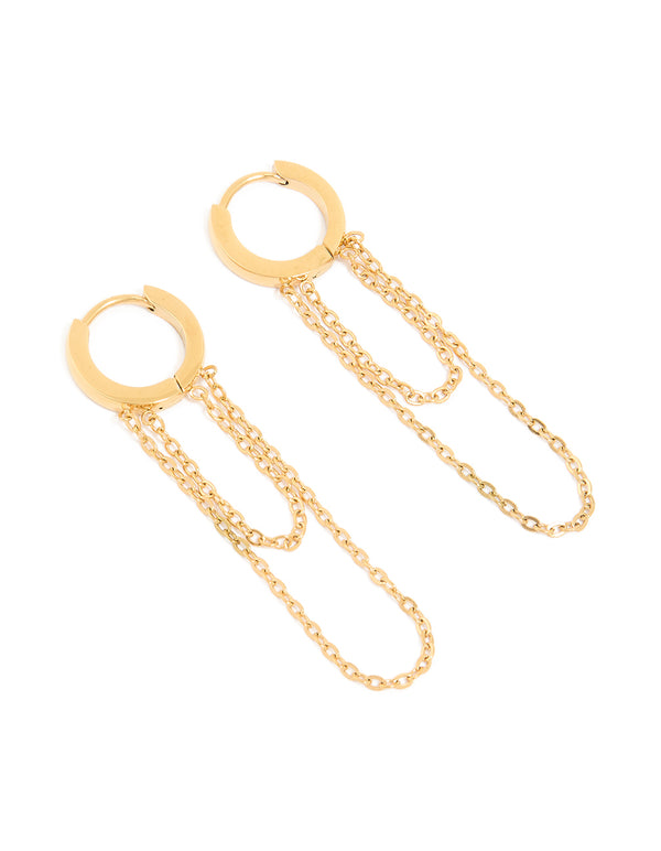 Waterproof Gold Plated Stainless Steel Multi Chain Huggie Earrings