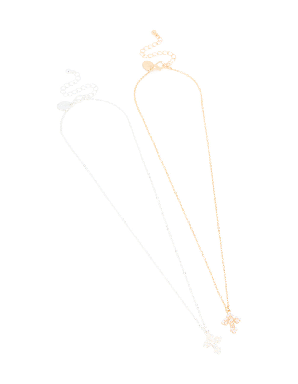 Mixed Metals Pearl Gothic Cross Necklaces 2-Pack