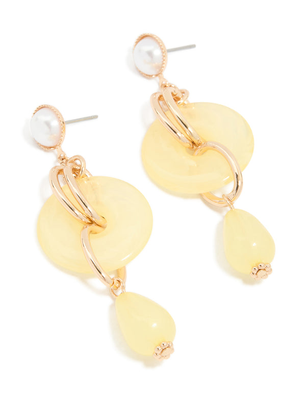 Gold Pearl Wrapped & Beaded Drop Earrings