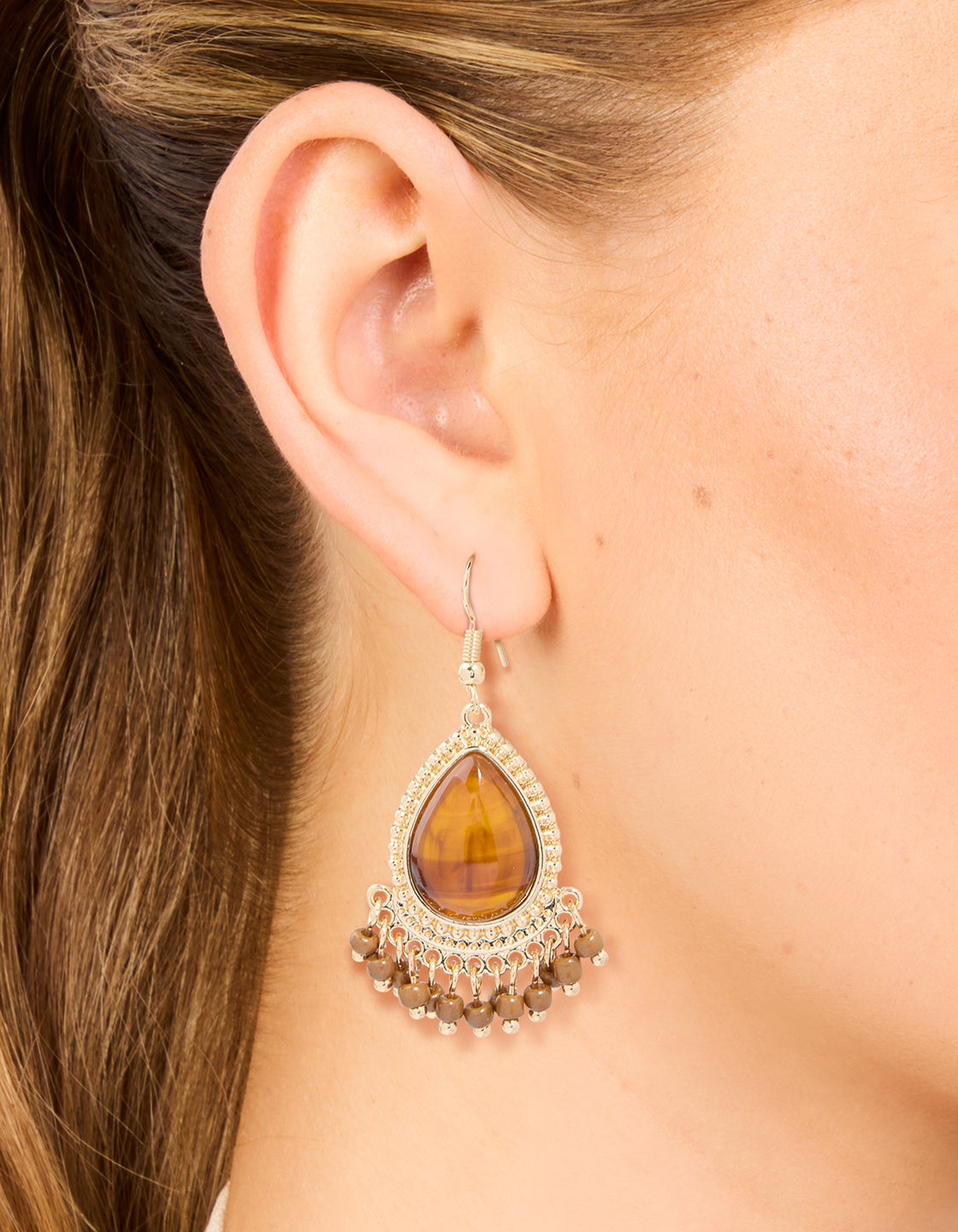 Gold Acrylic Teardrop Earrings