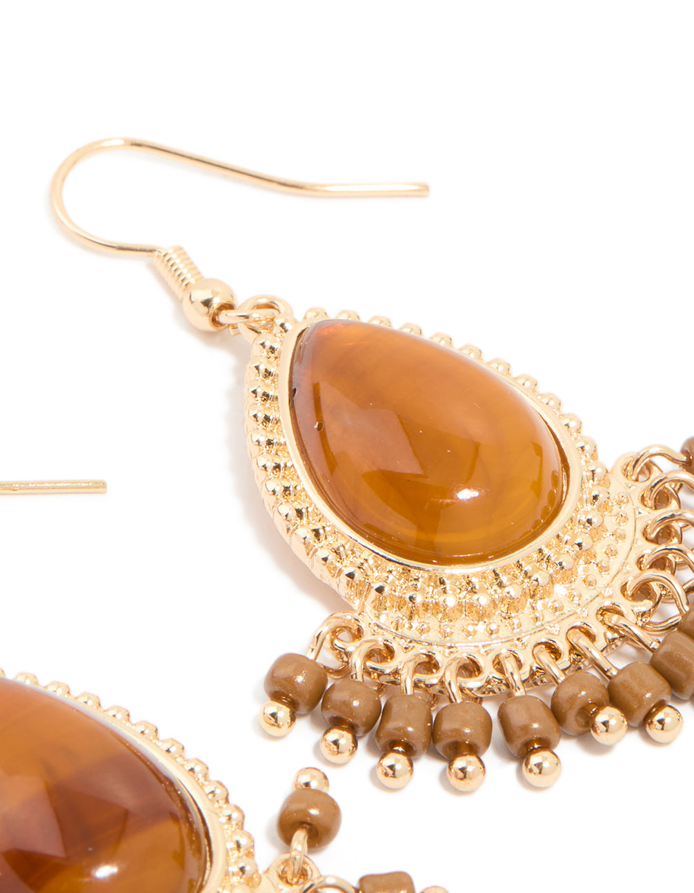 Gold Acrylic Teardrop Earrings