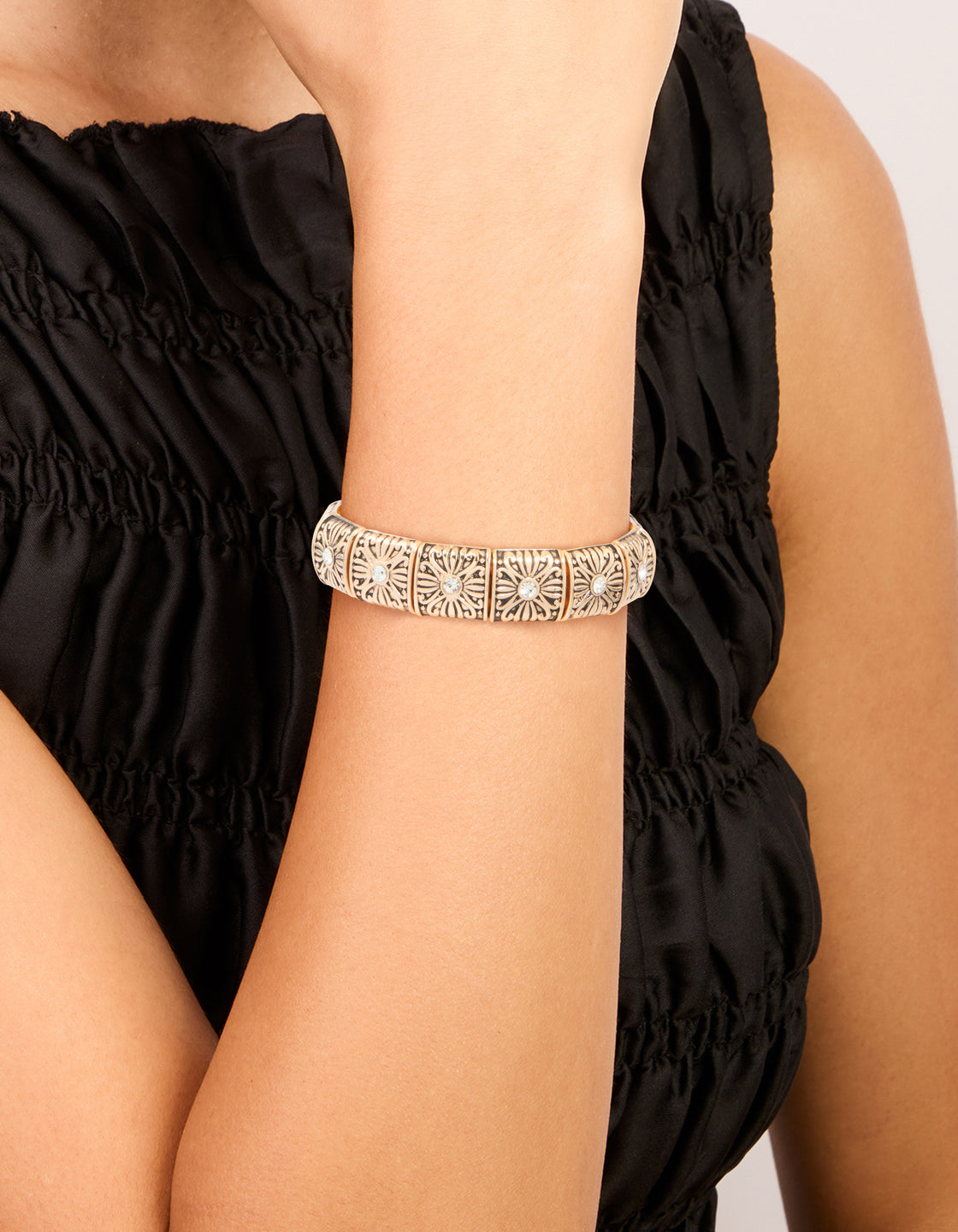 Antique Gold Diamante Boho Stretch Bracelet