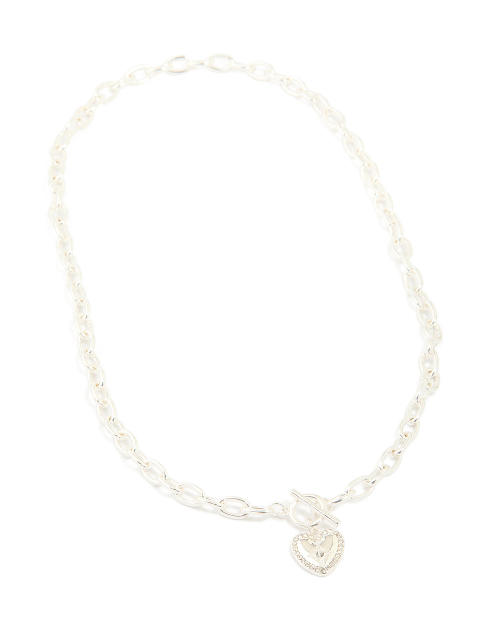 Silver Chain Heart Pendant Necklace