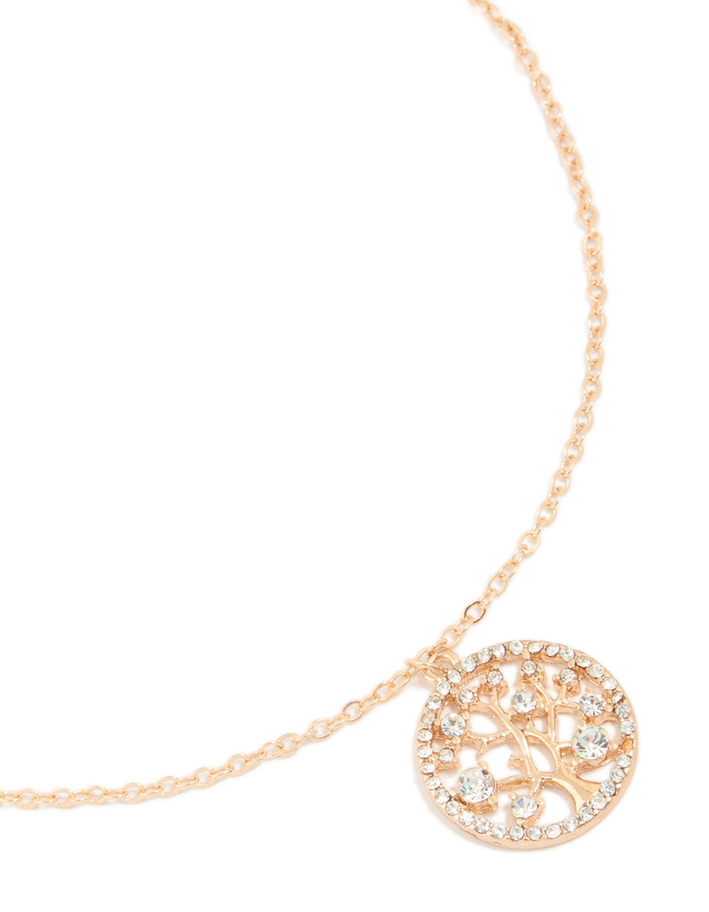 Gold Diamante Tree Of Life Necklace