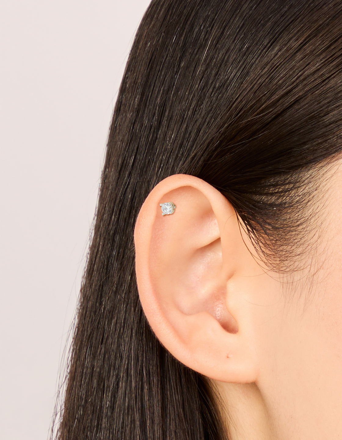 Titanium 4mm Cubic Zirconia Flat Back Studs