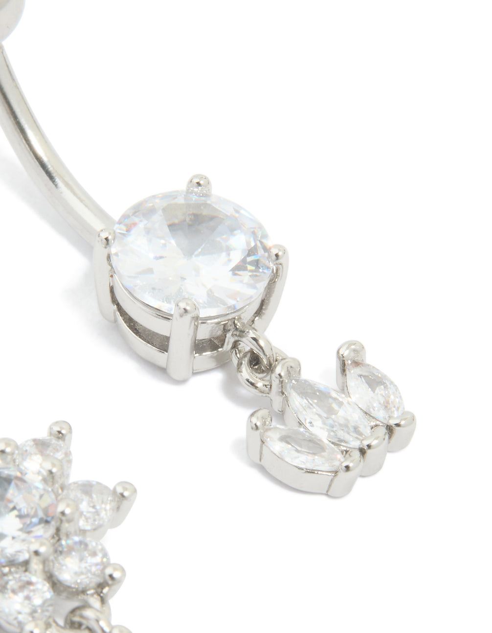 Surgical Steel Cubic Zirconia Flower Power Belly Bars