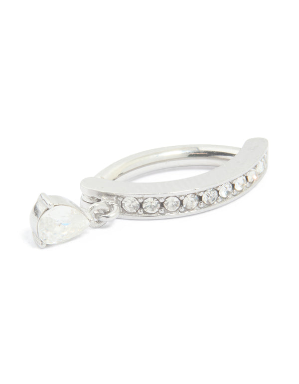 Surgical Steel Cubic Zirconia Curved Drop Belly Ring
